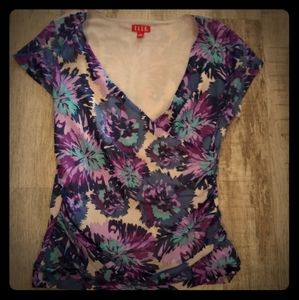 Elle Floral Print Short Sleeve Blouse.